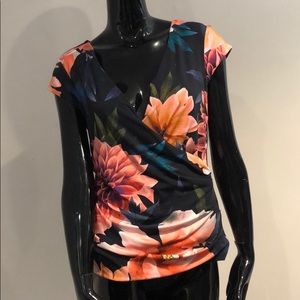 Nicole Miller Floral Surplice Blouse